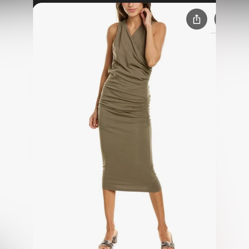 Michael Stars Olive Crossover Midi Dress, light Oliver green, NWT